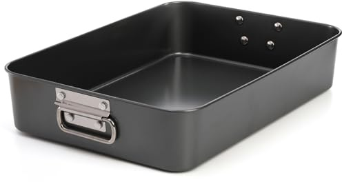 Jucoan Deep Lasagna Pan 40 x 29 cm, Large Non-Stick Roasting Tin for Turkey, Casserole Dishes, Oven Safe Rectangular Brownies Roasting Tray for Christmas, Housewarming Gifts, Black, Easy to Clean