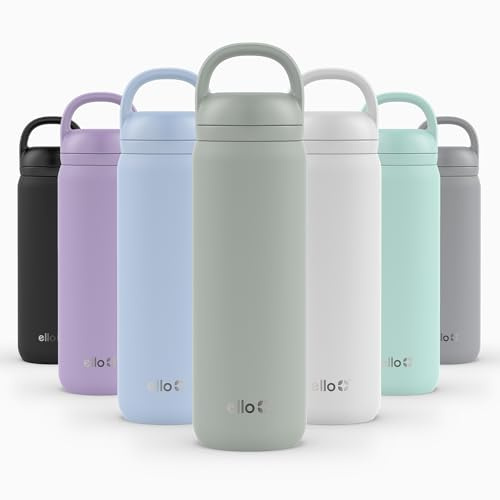 Ello Cooper Twist 22oz Stainless Steel Water Bottle with Chug Lid | Leak Proof Double Walled and Vacuum Insulated | Fits Car Cupholder | Built in Carry Loop | Dishwasher Safe | Sage