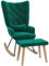 HOMCOM Schaukelstuhl mit Hocker, Schaukelsessel mit Lendenkissen, Schwingsessel aus Samtoptik, Holzbeine, Relaxsessel, Stillsessel für Wohnzimmer, Schlafzimmer, Grün