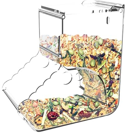 Bkljkf Alimentador de Alimentos para hámsters, de Jaula de hámster - 400 ml de liberación de acrílico automático alimentador de hámster Enano - Borrar Gran Capacidad dispensador de Jaula para