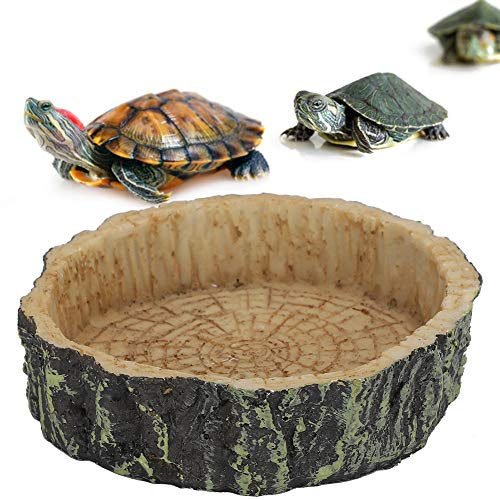 RASTKY Pot Rond en Résine Synthétique pour Animaux de Compagnie, Tortue et Tortue – Plat d'eau et Bol de Nourriture pour Reptiles, Idéal pour Lézards, Geckos et Autres Reptiles, Alimentation et