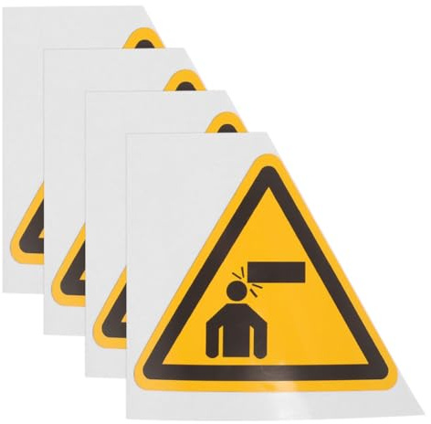 HOUDERCO Adesivi Avvertimento 4 Cartelli Autoadesivi per Segnalazione Pericolo Testa, Cartelli Sicurezza per Officine e Aree di Lavoro Soffitti Bassi