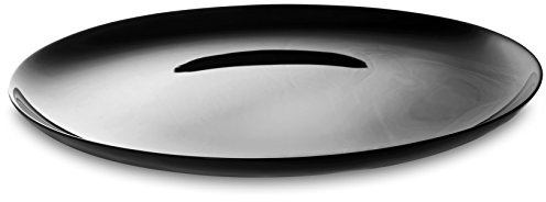 H&H Premiere Set Piatti Pizza, Nero, 32 cm, in Vetro Opale, Confezione da 6 Unità, Eleganti Piatti per Tavola Moderna