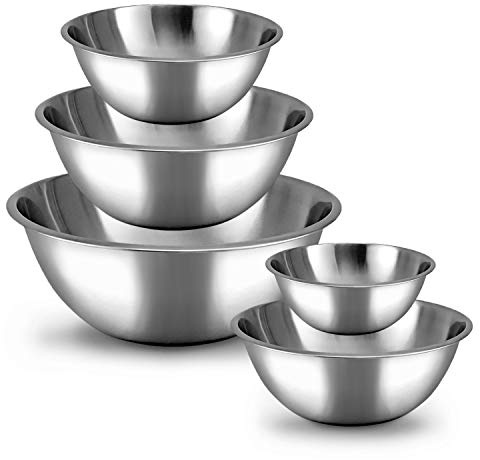 WHYSKO Meal Prep Stainless Steel Mixing Bowl (5-Piece Set) Home, Refrigerator, and Kitchen Food Storage Organizers | Ecofriendly, Heavy Duty, No Lids
