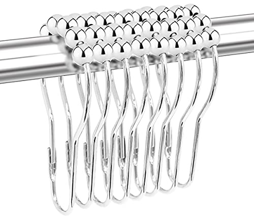 Yapicoco Shower Curtain Hooks Rings for Bathroom, 12PCS Chrome Stainless Steel Rust Resistant Shower Rings for Curtains Kitchen Utensils Bathroom Decorations, etc.