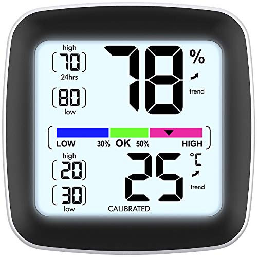 infactory Hygro Thermometer: Digitales Präzisions-Thermo-/Hygrometer mit LCD-Display, kalibrierbar (Thermometer Feuchtigkeitsmesser, Minimum Maximum, Kühlschrank)
