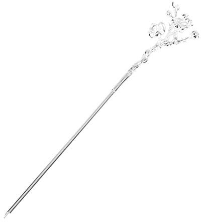 Metall Haar Stick Vintage Chinesische Haar Stäbchen Strass Haarnadel Brötchen Former Styling Der Zubehör für Frauen (Silber)