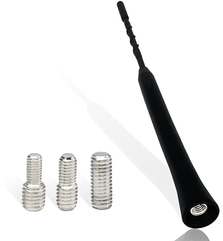 Vecys Universal 24CM Bilantennstång Takantenn Bilantenn FM AM Ersättning med 3 Adaptrar (M4, M5, M6) Kort Stång för Radiomottagning DAB DAB + Biladapter Svart