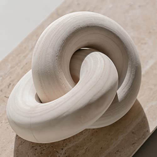 PEAKOLY Decorazione con nodo in legno naturale - Scultura per tavolino da caffè, decorazione a catena in legno, catena decorativa, nodo in legno, elementi decorativi per consolle, decorazioni per