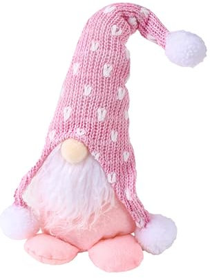 ENLACE Weihnachten Deko Wichtel, Handgemachte Weihnachtswichtel Gesichtslose Puppe Zwerg Dekorationen, Weihnachtsdeko Wichtel Figuren, für Kinder Familie Weihnachten Home Decor, Rosa