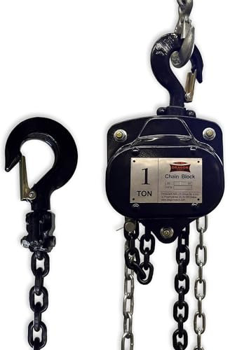 Dragon Winch Polipasto manual de cadena 1T con robusta cadena de acero | 6 m de elevación máxima | Polipasto de cadena manual con gancho resistente 1000 kg Cabrestante manual 1T/6M