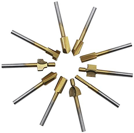 BaoFufc 10x Professional Nail Drawer Pull Routers Bit Door-Handle Slotting Milling Cutter Woodworking Grooving Steel Bit Milling Cutter Bit Set for Metal Milling Machines
