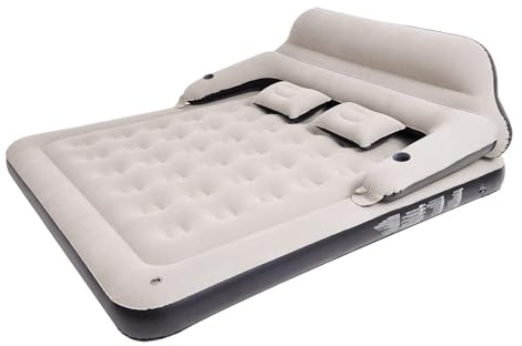RAPTAVIS King Matelas gonflable avec tête de lit et oreiller, lit d'appoint pliable pour le camping