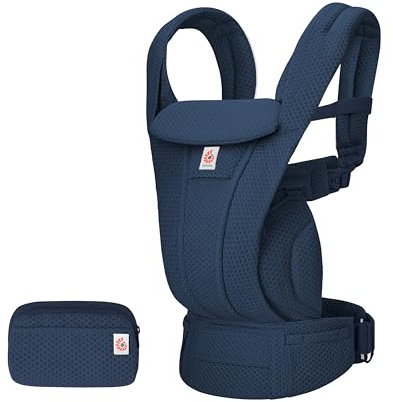 Ergobaby Omni Deluxe Bärsele för Nyfödd till Småbarn 0–48 Månader | Bärsele i Ventilerande Mesh med 4 Bärpositioner och Ergonomiskt Stöd, 3,2–20,4 kg, Midnight Blue