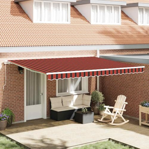 Generico Tenda da Sole Rigato Arancione e Marrone 4,5 × 3,5 m,Arancione,33.49kg,3331081