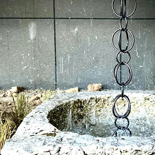 Regnkedja Regnvattenkedja/Avledningsvatten/Kedjelänk, Takavvattning Regnkedjor Ersättningsstuprör För Hängrännor, Ring Yard Villa Home Display,Style1-300cm (10ft)