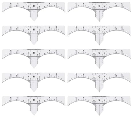 Artibetter Lot de 10 Set de Set de Pochoirs à Sourcils en Plastique Blanc pour Microblading, Règle de Mesure Symétrique Précise et Souple, Accessoire Beauté pour Maquillage Permanent