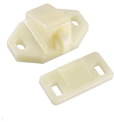 sourcing map Furniture Cabinet Closet Door Roller Catch with ABS Roller Beige 4Pcs