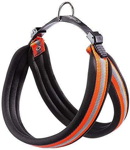 Ferplast Geschirr für große Hunde AGILA Reflex 7 Hundegeschirr mit weicher Polsterung, Schnellverschluss und Befestigungssystem, Brustumfang 63–71 cm. Orange