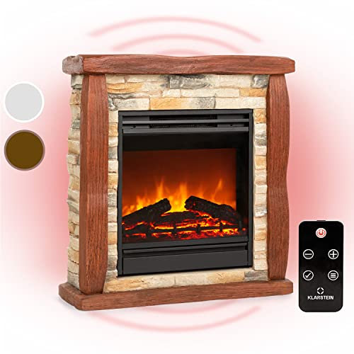 Klarstein Chimenea Electrica Bajo Consumo Pared, Estufa sin Leña de Interior, Chimeneas Electricas Decorativas 1800W, Llama LED, Chimenea Decorativa con Mando, Temporizador y Efecto Real Troncos