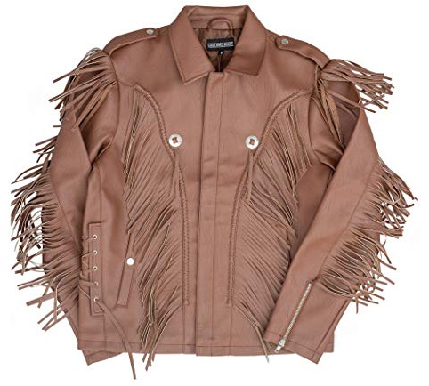 Costume Agent Cowboy Traditional Leather Western Jacket with Fringe Halloween Costume - Brown (Large)