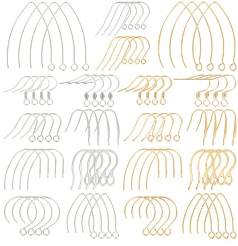 UNICRAFTALE 10 Dimensioni Ganci per Orecchini in Acciaio Inossidabile 80 Pezzi Filo per Orecchio con Anello Kit per Orecchino Ipoallergenico Kit per Orecchino A Filo Francese per Orecchino
