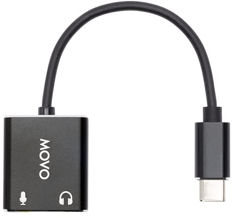 Movo USBC-AC2 3.5mm to USB-C Stereo Audio Adapter - External Sound Card for PC, Mac, Android - 3.5mm TRS Headphone Jack and Audio Jack to USB-C Connector - Aux to USB-C Mic Adapter for Gaming Speakers