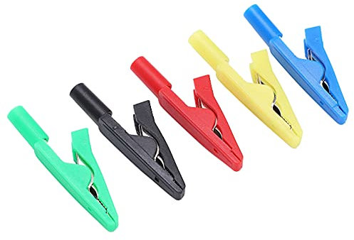 Morsetto a coccodrillo isolato 5 pezzi, rosso + + giallo + verde + blu per test multimetro e pinze amperometriche