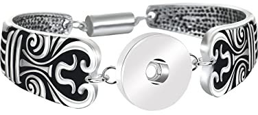 ANDANTE Metall Armband für Chunks Click-Buttons (18-22 cm) - Kompatibel mit allen Chunk-Herstellern Retro