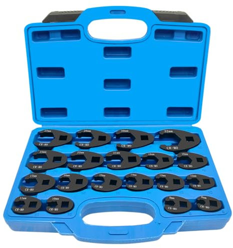 ZKTOOL 19 Strumenti metrici, Set di Chiavi per Dadi Svasati Jumbo da 3/8 e 1/2, Set di Chiavi a Forchetta per Chiavi ad Artiglio, Misura da 8 a 32 mm, Set di Chiavi per Dadi Svasati a Cricchetto