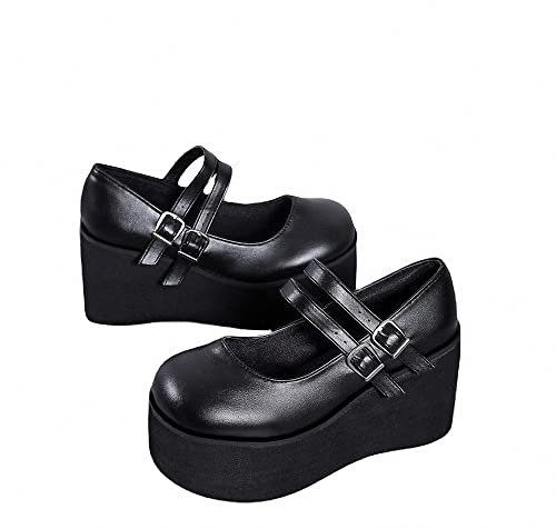 Damen Plattform Mary Janes Herz Katze Schnalle Nieten Knöchel Lolita Gothic Prinzessin Plattform Pumps Lackleder Dorn Vintage Traditionelle Stickerei Oberkleid Schuhe