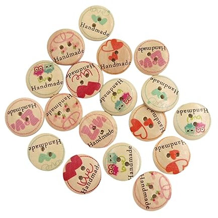 DIYEAH 50pezzi Bottoni in Legno Naturale Incisione Handmade Forma Rotonda Per Cucito Te Abbigliamento Accessori Scrapbooking e Decorazioni Colorate