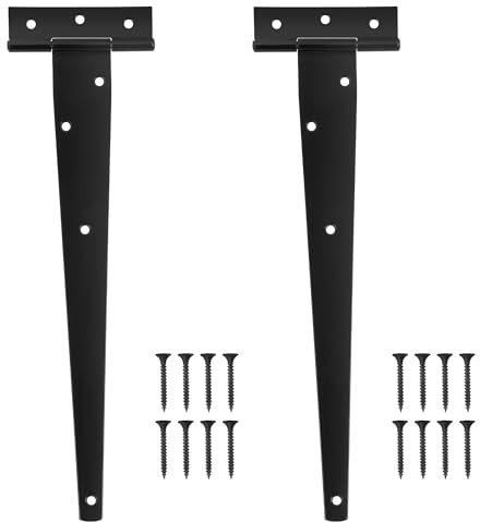 WELLOCKS Lot de 2 charnières en T en métal avec 7 vis | Résistantes aux intempéries et robustes avec revêtement en poudre | Pour fenêtre, clôture, portail de jardin, portes de grange(TH30BK02) | 300mm