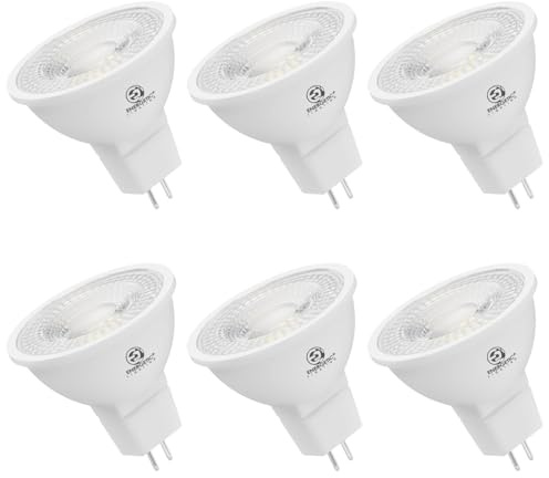 Energetic MR16 GU5.3 Bi-Pin Base LED Light Bulb, Non-Dimmable, 5W 12V 500LM, 50W Halogen Equivalent, CRI 80+, 40 Degree Beam Angle, 3000K Warm White, for Landscape, Recessed, Track Lighting, 6Pack