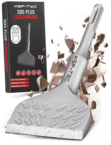 KSP-TEC - SDS Plus Fliesenmeißel 75 mm x 165 mm 20° abgewinkelt - Ideale Geometrie zum Entfernen von Fliesen und Fliesenkleber (SDS Plus Fliesenmeißel)