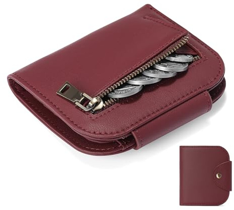 SENDEFN Geldbörse Damen Leder，Mini Kurzer Geldbeutel Frauen mit RFID-Schutz，kleines Damen Geldbeutel mit Großes Münzfach，Portemonnaie mit Reißverschluss Mehreren Kartenfächer