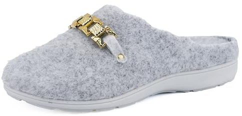 JOMIX Chaussons Femme Compensés Hiver Chaussons Orthopediques Femme Chaussons Femme Confortable pour Maisons Fabriqué en Italie ITD2169 (A Gris, 39)
