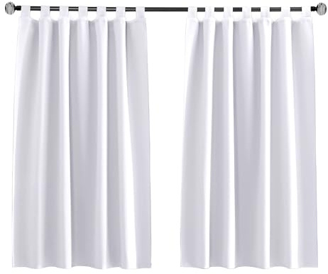Tenger Home Tenda corta oscurante per finestra della cucina, per camera da letto, con passanti, 1 pezzo (Bianco, 70x120 cm)