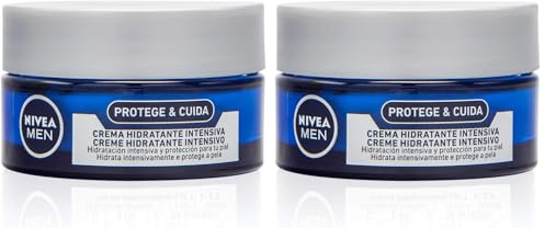 NIVEA MEN Protege & Cuida Crema Hidratante Intensiva (1 x 50 ml), crema facial hidratante con aloe vera, crema para hombres con la piel muy seca, nutre e hidrata (Paquete de 2)