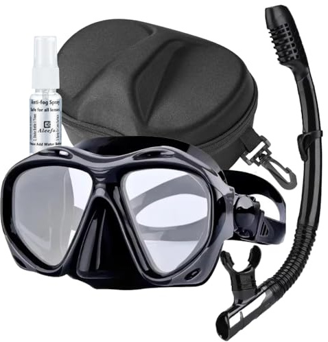 Hyperopia Diving Mask, +2.0 to +5.0 Farsighted Presbyopia Snorkel Mask, Tempered Glass Lens, Anti-Fog Leakproof Silicone Seal for Men Women Underwater Vision (+2.0 with Snorkel)
