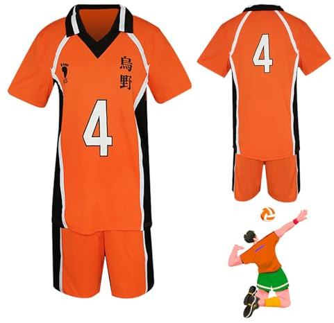 Bocguy Haikyuu Cosplay, Camiseta Karasuno, Cosplay de Anime para Hombre, Disfraz de Anime, Camiseta de Voleibol Haikyuu, Uniforme Karasuno y Pantalones Cortos Shouyou Hinata para Cosplayshow Halloween