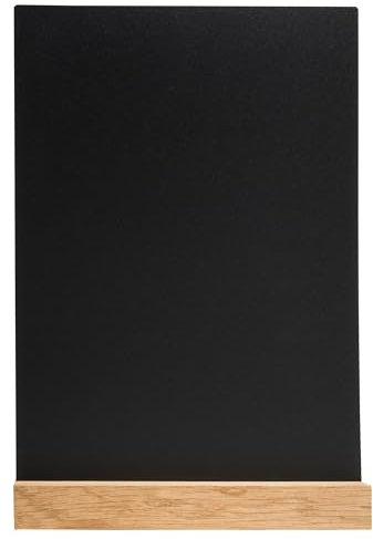 Exacompta - Réf. 84240D - 1 Support à message vertical avec socle bois A4, tableau de table - Ardoise Porte-menu double-face - Pour café, bar, restaurant, Foodtruck - 21 x 5,2 x 29,7 cm - Noir