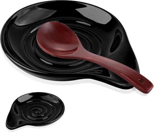 Spoon Rest for Stove Top,5 Inch Spoon Holder – Heat Resistant (Black)