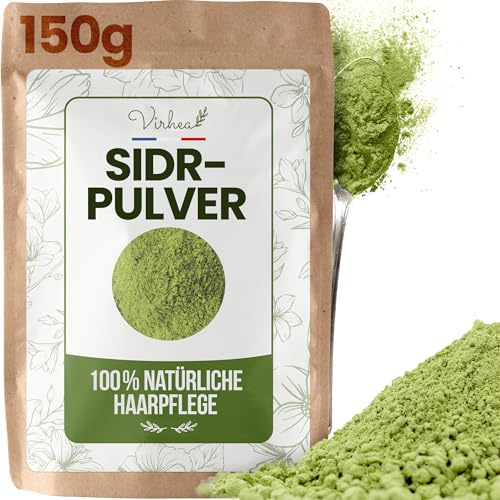 VIRHEA Poudre de Sidr 150g - Poudre de Jujubier Naturelle pour Cheveux et Visage - Qasil Ayurvédique Hydratant et Volumisant - Soin Capillaire et Masque pour Pousse et Volume