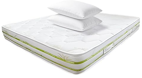 Materasso Matrimoniale 160x190 Memory Foam, Tecnologia AloeFeel, Alto 20 cm, 2 Cuscini Inclusi, Materasso 160x190 Aloe Vera, Antiacaro Anallergico, OEKO-TEX, Arrotolato Sottovuoto, Garantito 20 Anni