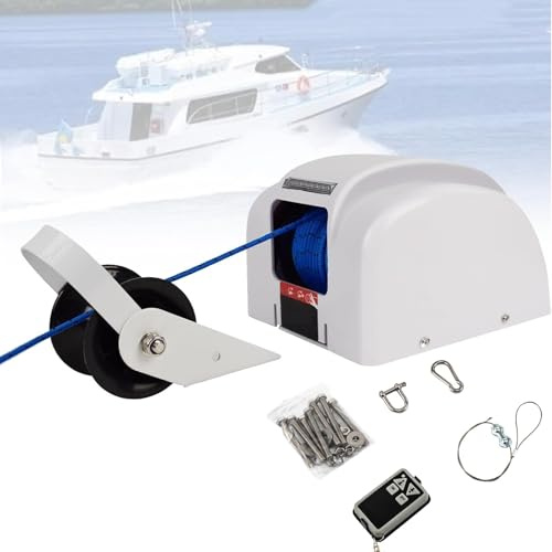 OZPPM Treuil À Ancre Électrique, Moulinet Maritime pour Bateau, Treuils De Remorquage Lourds 12V pour Bateau, avec Télécommande Et Câble À Ancre Tressé, Kit De Moulinet pour Bateau De Pêche