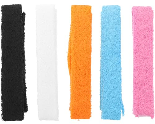 TOYANDONA 5 Piezas Empuñadura de Raqueta de Bádminton Antideslizante Estilo Toalla Absorbente, Sobregrip para Tenis y Squash, Banda Sudor, Colores, Agarre Cómodo para Entrenamiento