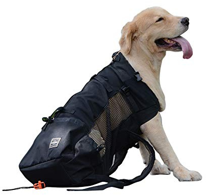 OMEM Sac à Dos pour Chien de Transport Animal de Compagnie Respirant et Confortable pour la randonnée Les Voyages Le Sac de Sport (L,Noir)