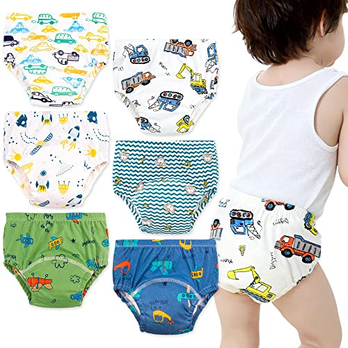 Max Shape Baby Boys Training Pants Underwear, Toddler Boys Potty Pee Training Underwear 6 Pack Blue 4T