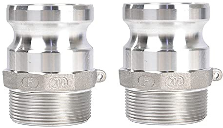Quafwia 2 pcs Aluminum Camlock (2 Part F) Cam & Groove Hose Fittings, cam Lock Fittings Male Adapter x Male NPT Thread cam Lock Fittings camlock Coupling (2'')